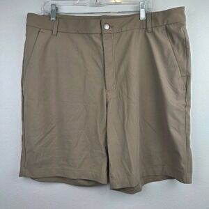 VRST Mens Golf Shorts Brown Flat Front Performance Size 40